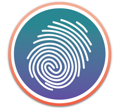 Authenticity icon; a drawing of a fingerprint