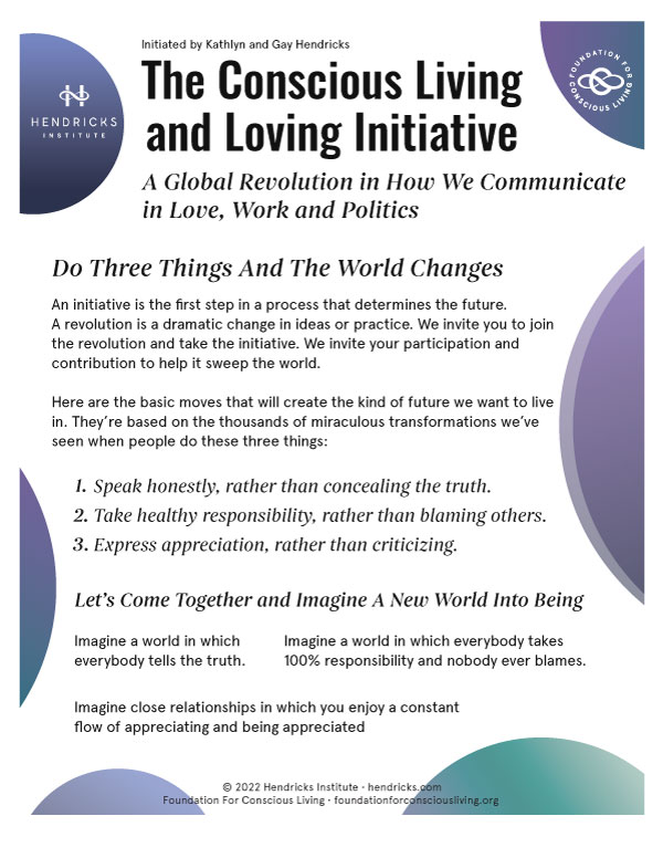 Download the Conscious Living and Loving Initiative full page pdf