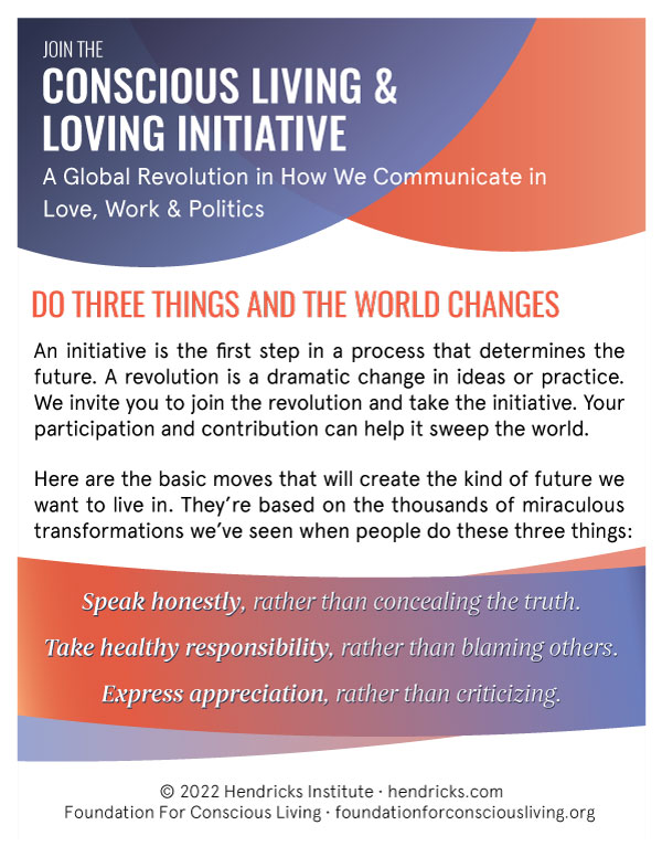Download the Conscious Living and Loving Initiative quarter page pdf