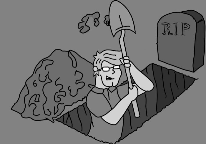Cartoon Digging Grave