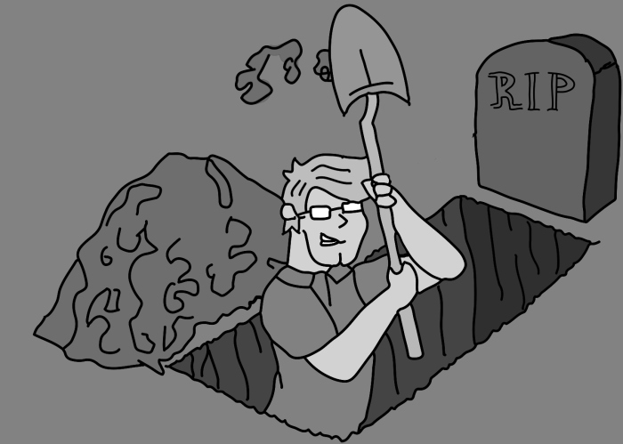 Cartoon Digging Grave